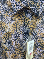 New Women’s Cumberland Purple Yellow Print Long Sleeve Pearl Snap 3XL GG-41