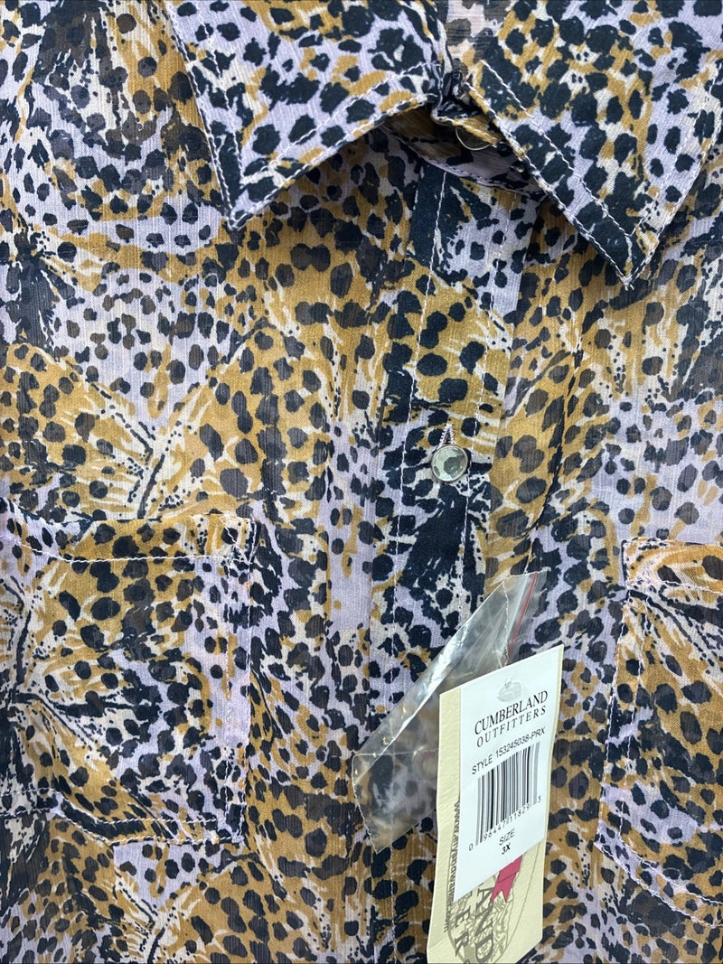 New Women’s Cumberland Purple Yellow Print Long Sleeve Pearl Snap 3XL GG-41