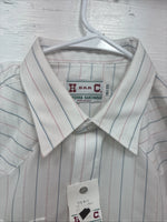 New Men’s H Bar C White Stripe Long Sleeve Pearl Snap Large T-83