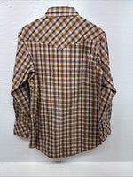 New Men’s Champion Western Yellow Brown Plaid Long Sleeve Pearl Snap Medium O-31