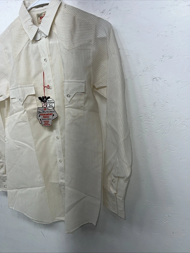 New Children’s Tan Stripped Tem-Tex Western Long Sleeve Button Up Shirt. 16 S-35