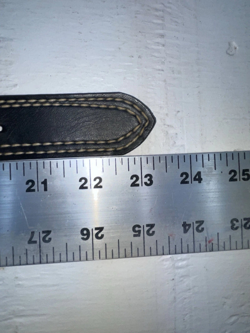 New Black Genuine Leather Stitched 18” Belt #1135 NN-77