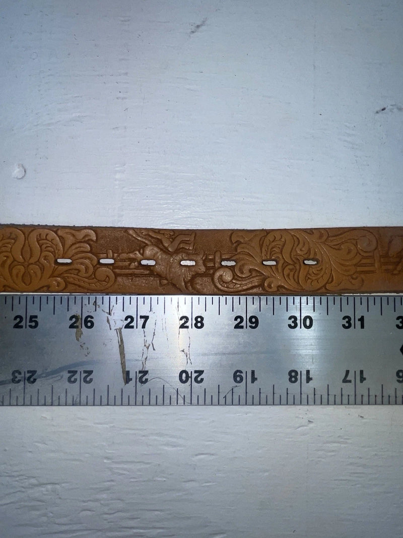 New Brown Genuine Leather Chambers Tooled 28” Belt #WY544 JJ-105