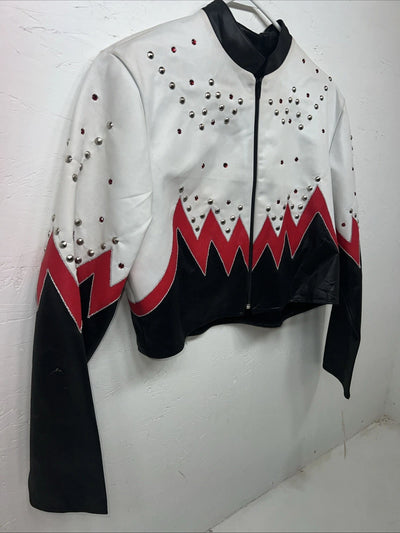 New Women’s 1849 Authentic Ranchwear White Red Short Show Jacket XL WW-27