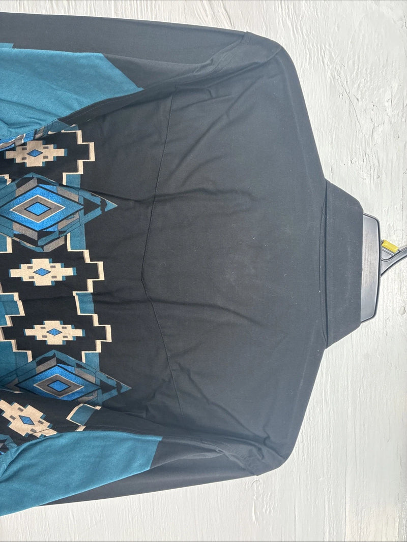 New Men’s Cumberland Blue Black Long Sleeve Pearl Snap Large X-2