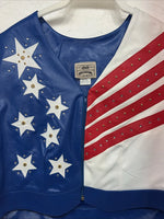 New Women’s 1849 Authentic Ranchwear XXXL Bkue White Red USA Show Vest WW-43