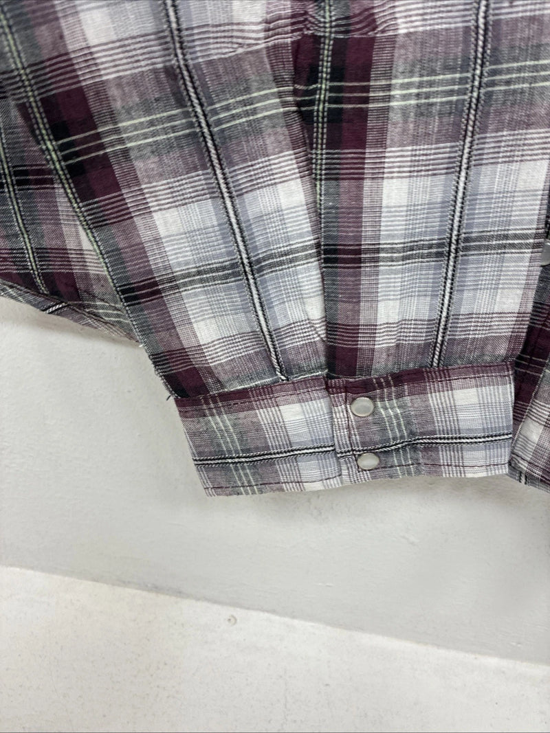 New Women’s Cumberland Purple Plaid Long Sleeve Pearl Snap 3XL GG-25