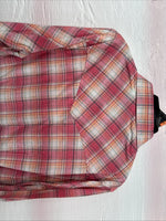 New Women’s Cumberland Pink Plaid Long Sleeve Pearl Snap Medium DD-26