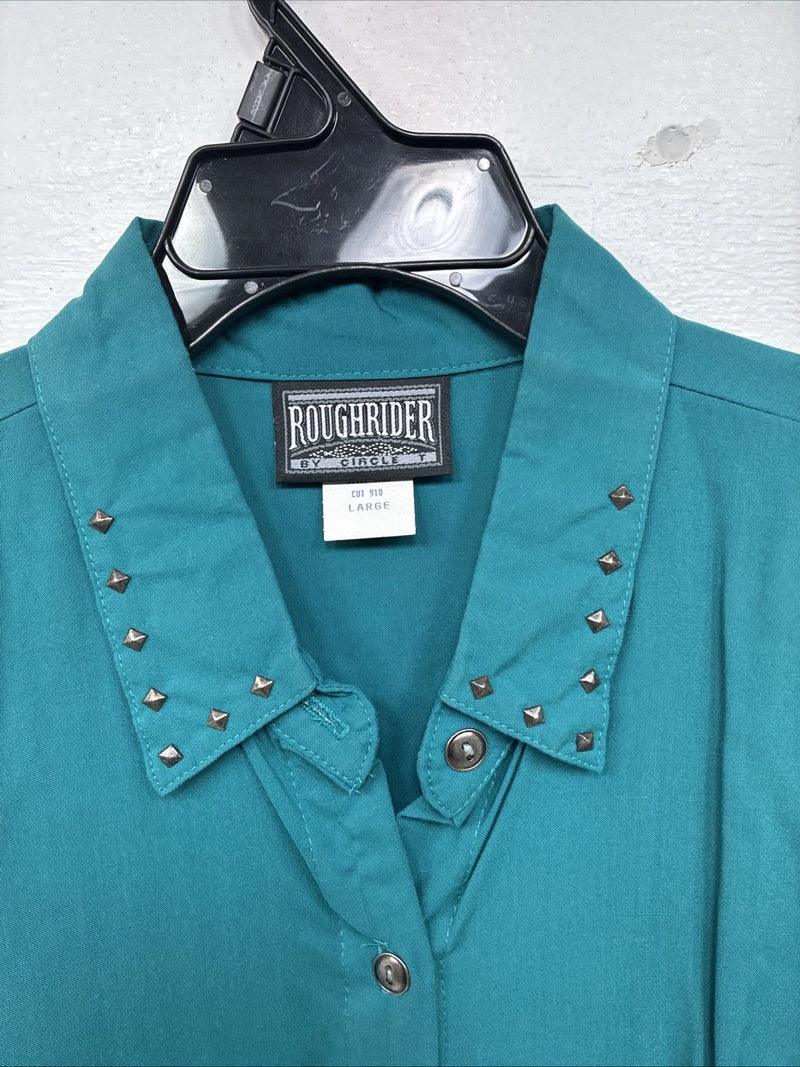 New Women’s Roughrider Blue Long Sleeve Button Up Size Large TT-133
