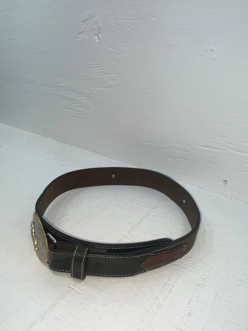 New Brown Genuine Leather 3D Weaved And Silver Pendent 26” Belt #1432 JJ-103