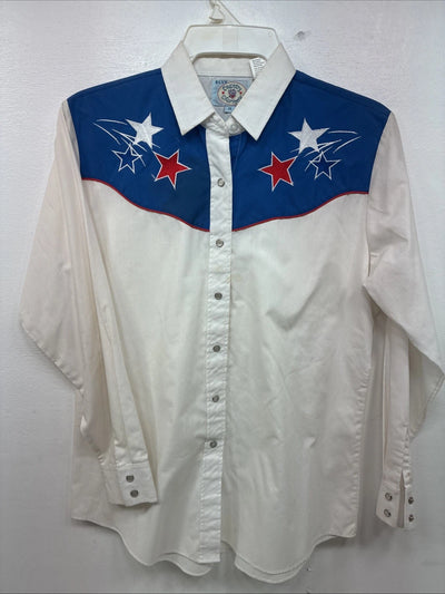 New Women’s Country Charmer White Long Sleeve Pearl Snap Medium KK-104