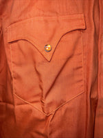 New Men’s Orange Tem Tex Pearl Snap Long Sleeve Shirt Medium I-56