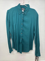 New Women’s Rough Rider Teal Long Sleeve Button Up Large KK-20