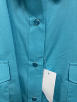New Women’s White Horse Blue Long Sleeve Pearl Snap 2XL GG-37