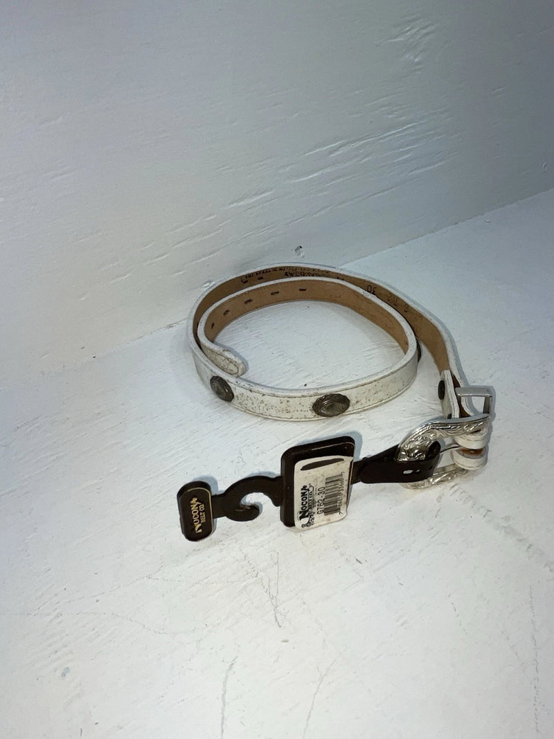 New White Genuine Leather Nocona Silver Pendent 30” Belt #G762 JJ-37