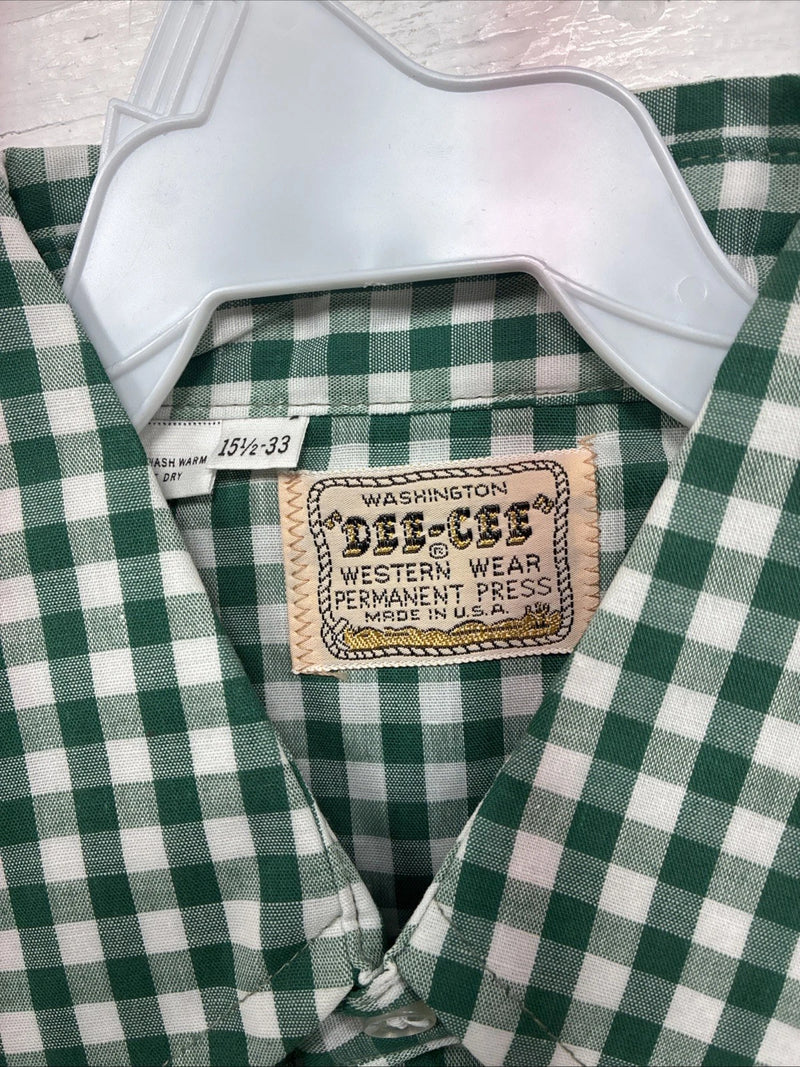 New Men’s Dee-Cee Green Checkered Long Sleeve Pearl Snap Medium O-36