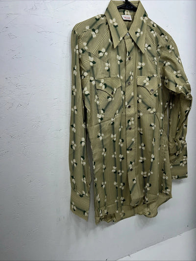New Men’s Green ELY Plains Long Sleeve Pearl Snap Shirt. 15x34 M S-4