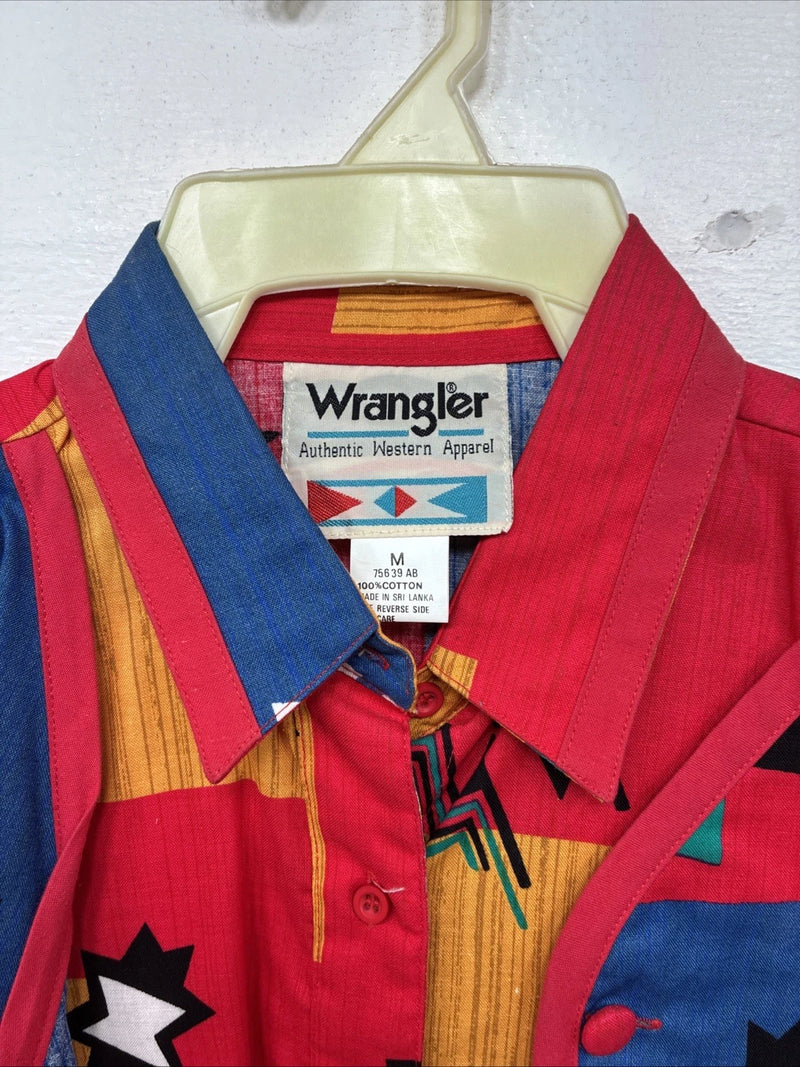 New Women’s Wrangler Multicolor Design Long Sleeve Button Up Medium YY-106