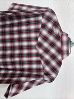 New Men’s ELY Cattleman Red Gray Plaid Short Sleeve Pearl Snap XL M-51