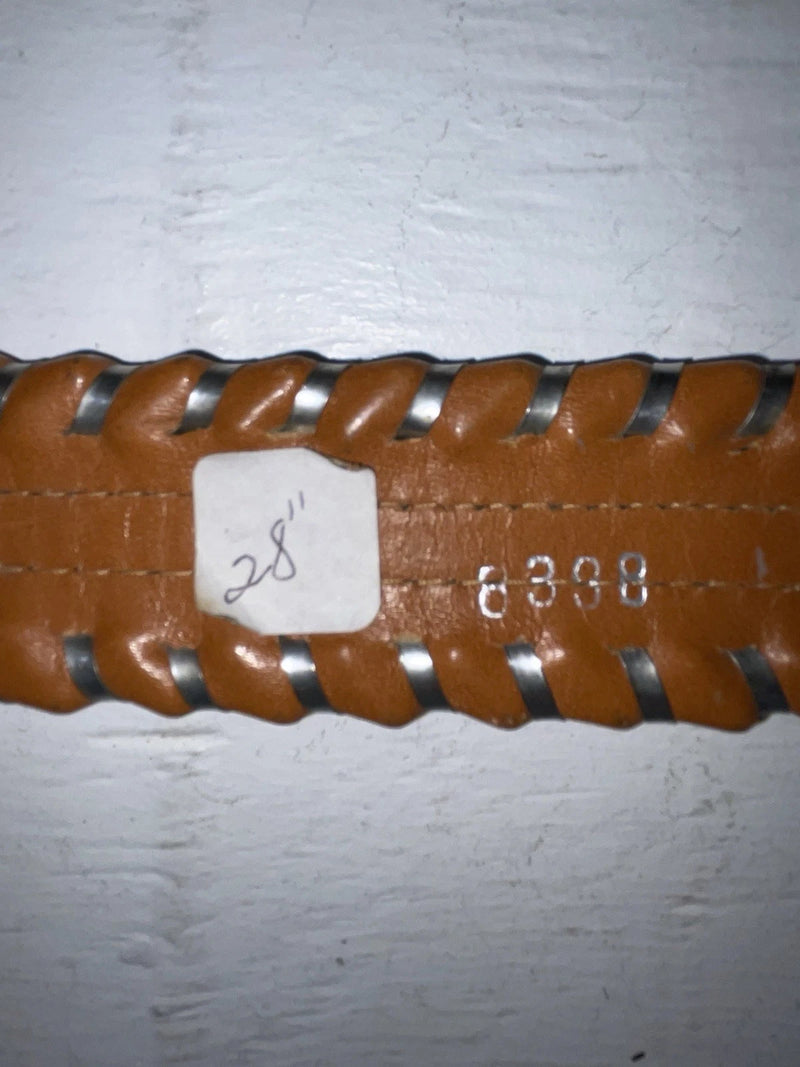 New Brown Genuine Leather Circle Y Weaved 28” Belt #8398 JJ-124