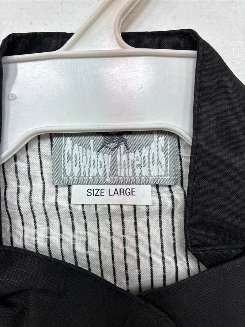 New Women’s Cowboy Threads Black White Long Sleeve Button Up Large TT-10
