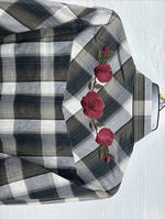 New Men’s ELY Cattleman Green Rose Plaid Long Sleeve Pearl Snap Large X-72