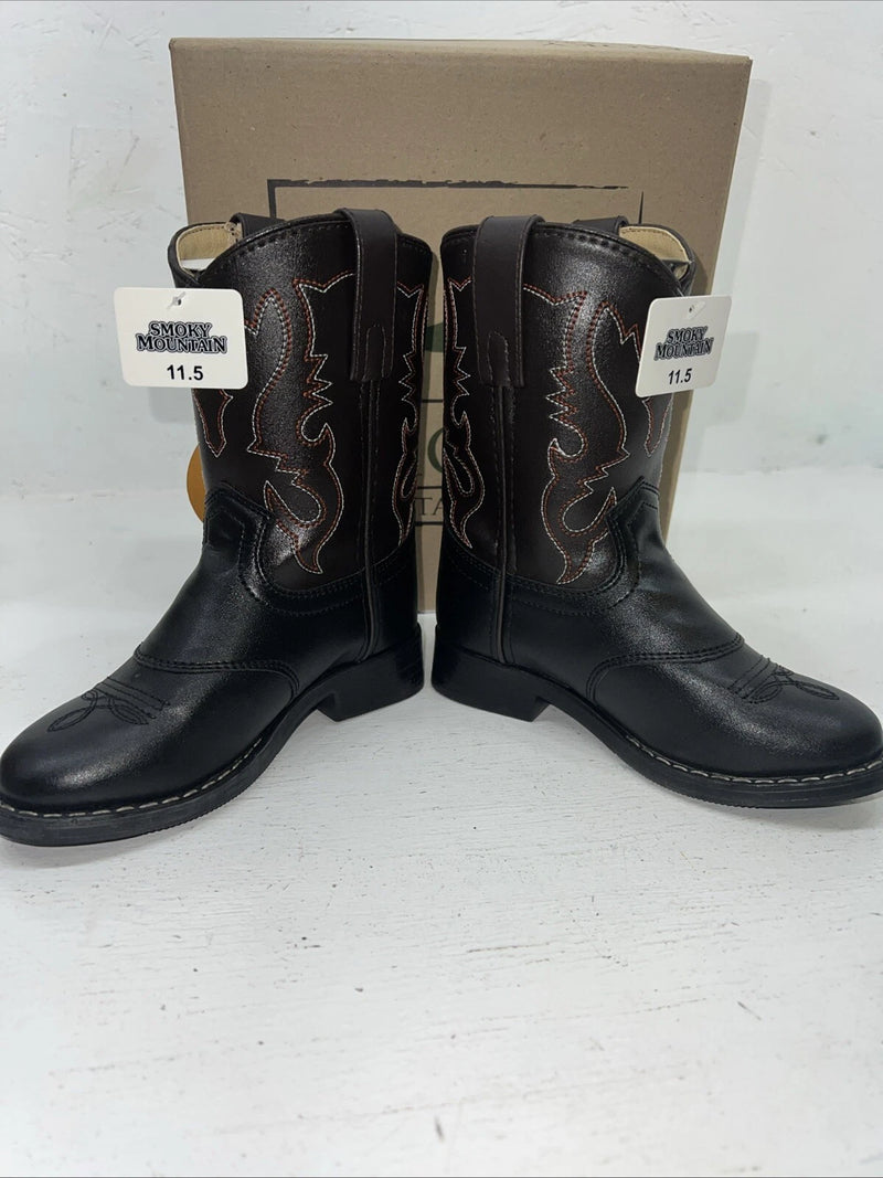New Children’s Black Smoky Mountain Cowboy Boots. 1110 C 11.5 11 1/2 D. 24-112