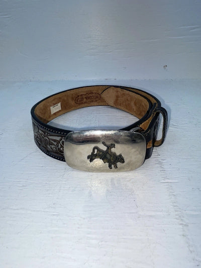 New Black Genuine Leather Nocona Tooled 18” Belt #331 NN-87