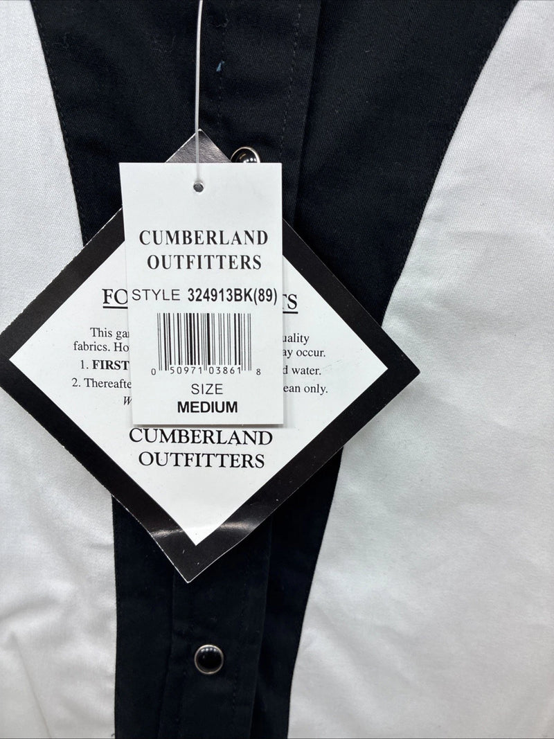 New Women’s Cumberland Black White Short Sleeve Button Up Medium YY-81