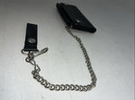 New Black Split Leather Chain Belt Wallet P-500