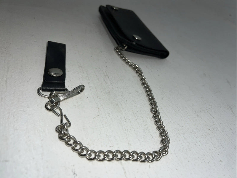 New Black Split Leather Chain Belt Wallet P-500
