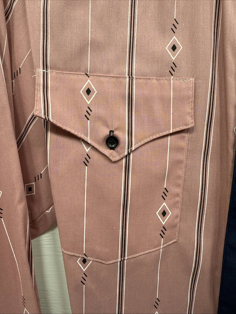 New Men’s Cowboy threads Pink Blue Long sleeve button up Small B-68