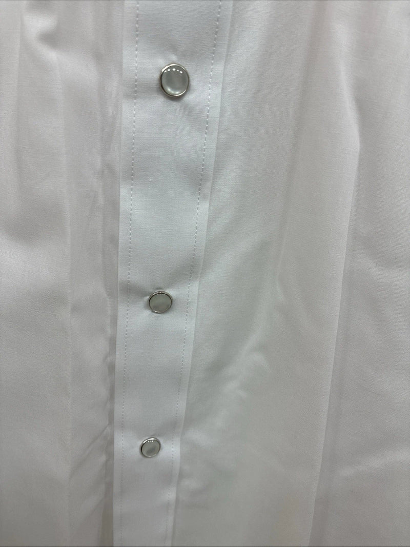 New men’s White Horse White Simple Long Sleeve Pearl Snap Medium K-33
