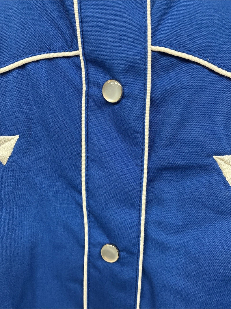 New Women’s Western Express Blue Designed Long Sleeve Pearl Snap 2XL GG-20