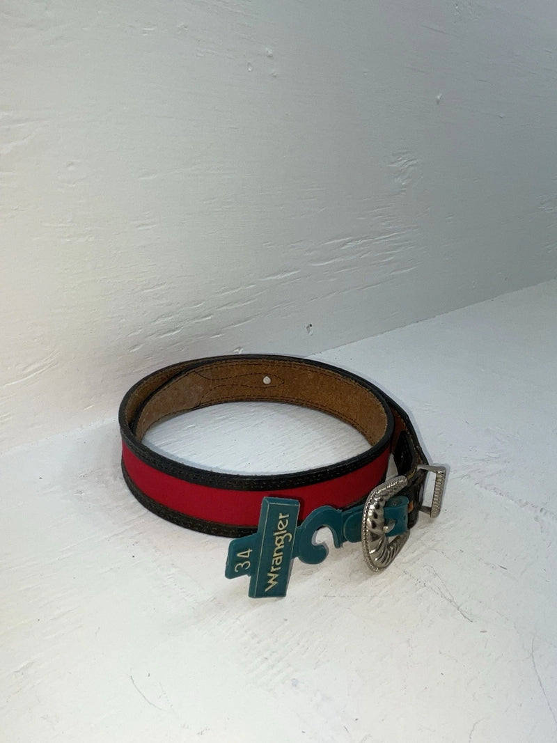 New Red Genuine Leather Wrangler 34” Belt #628005 JJ-5