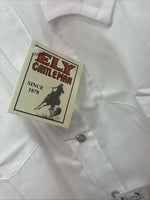 New Boys ELY Cattleman White Long Sleeve Pealr Snap Size 8 DD-49
