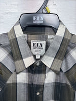 New Men’s ELY Cattleman Green Rose Plaid Long Sleeve Pearl Snap Large X-72