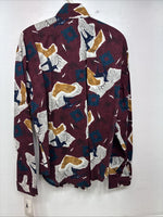 New Women’s Cowboy Threads Multicolor Design Long Sleeve Button Up Large MM-133