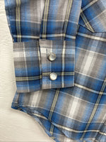 New Toddlers ELY Cattleman Blue Plaid Long Sleeve Pearl Snap JUV-3 DD-17