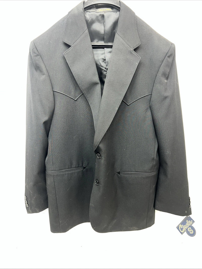 New Men’s Circle S Black Suit Jacket 44R #25832 T-600