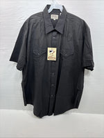 New Men’s ELY Cattleman Black Western Short Sleeve Pearl Snap 18.5 2XL E-48