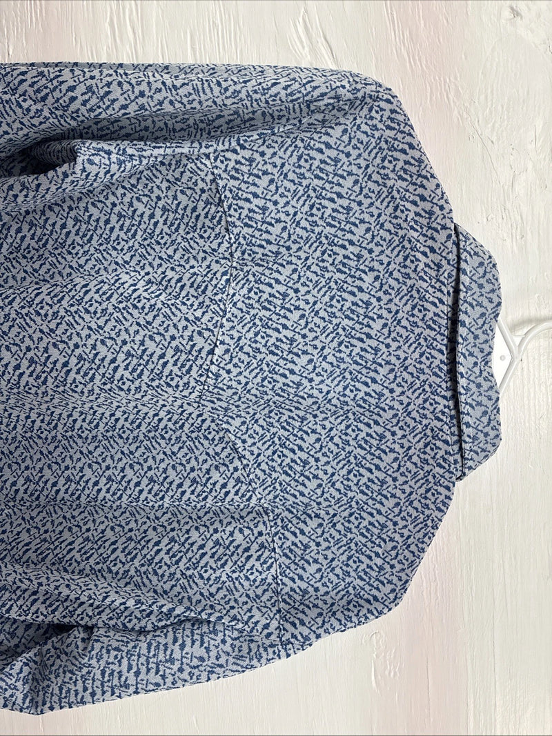 New Men’s Miller Blue Designed Long Sleeve Pearl Snap 16 X 35 Large Q-63