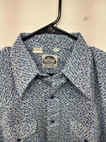 New Women’s Miller Blue Deigned Long Sleeve Pearl Snap 15.5 Large LL-59