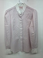 New Women’s H Bar C Pink Stripe Long Sleeve Button Up Size 36 LL-32