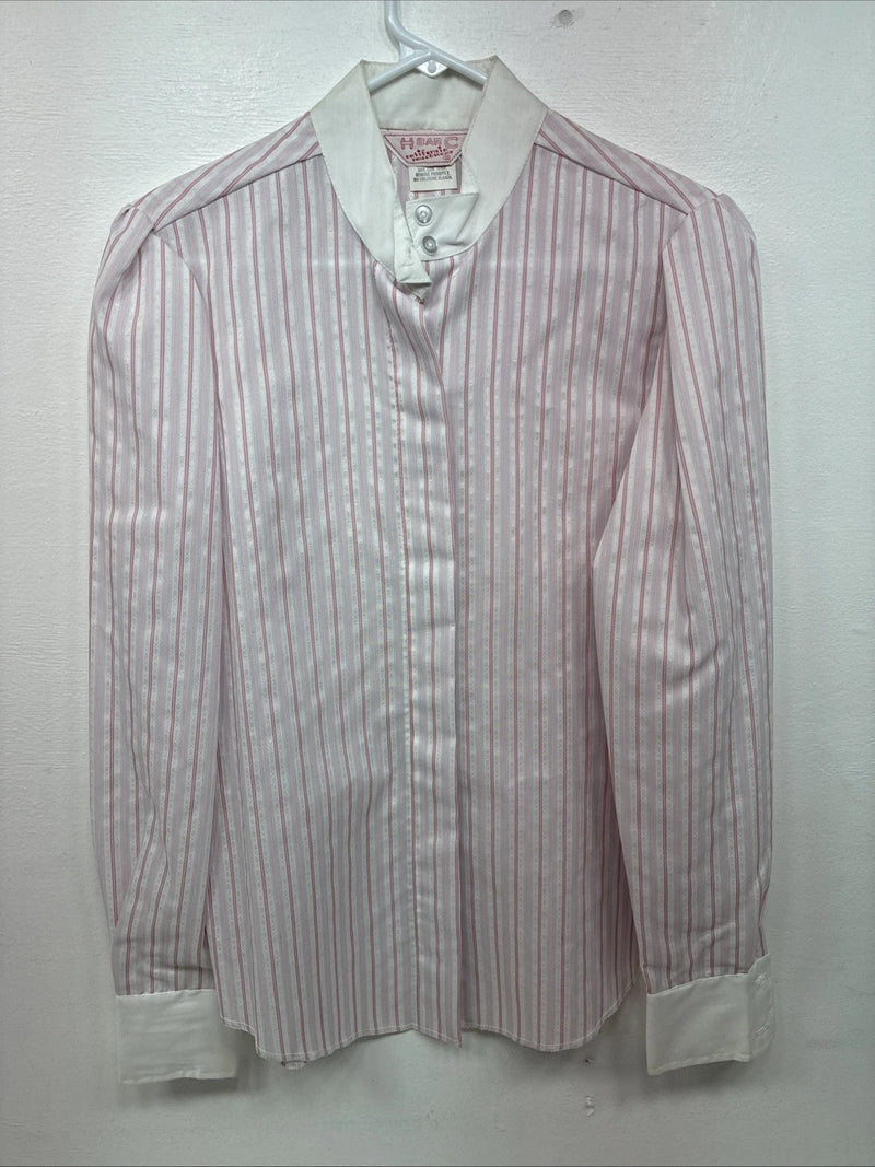 New Women’s H Bar C Pink Stripe Long Sleeve Button Up Size 36 LL-32