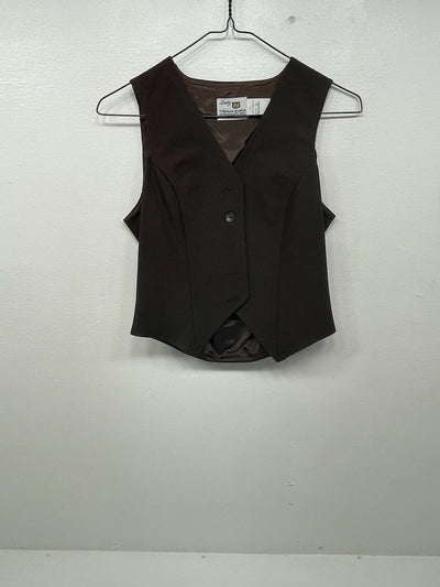 New Women’s Brown Dickson Jenkins Cut Off Button Up Vest #7953 3B-62