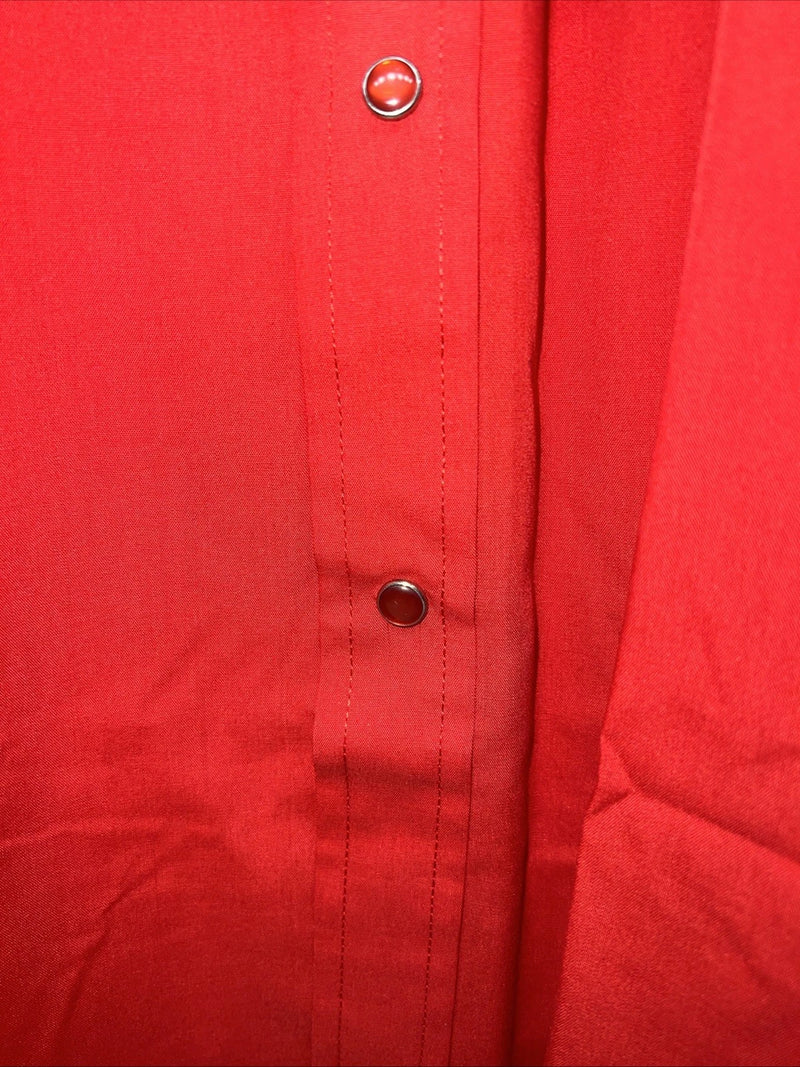 New Mens Red Pearl Snap ELY cattleman Short Sleeve Shirt 17 XL I-44
