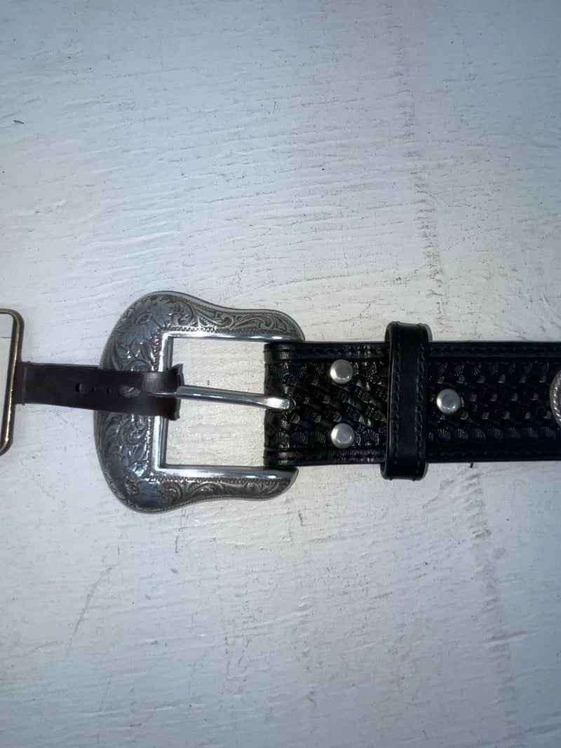 New Black Genuine Leather Nocona Bling And Tooled 28” Belt #N2463401 NN-32