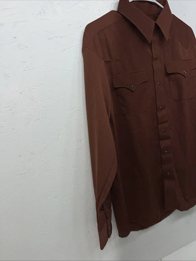 New Men’s Burgundy Panhandle Slim Long Sleeve Pearl Snap Shirt. 15.5x35 M S-12