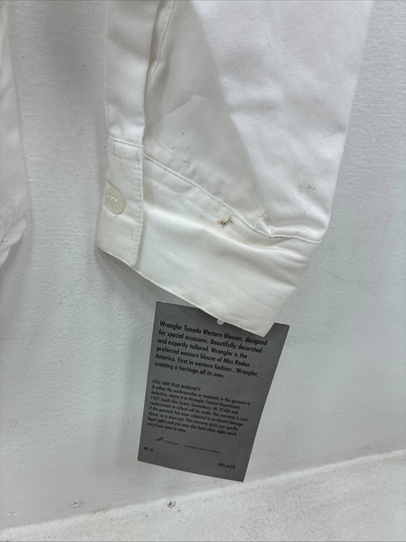 New Women’s Wrangler White Design Long Sleeve Button Up Medium TT-13